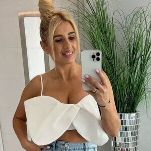 ZARA NEW WOMAN SS24 WHITE ZW COLLECTION POPLIN TOP WITH BOW REF: 2899/371 sm